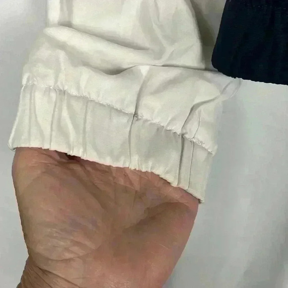 Forever 21 Jacket White/Navy L Striped Color Block Drawstring Neck Zip Up EUC - Picture 7 of 13